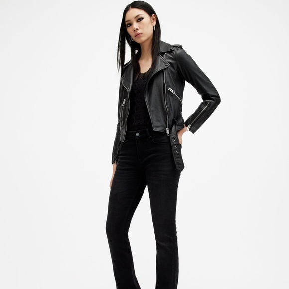 ALL SAINTS BALFERN LEATHER BIKER JACKET MOTO SIZE US 4 BUTTER SOFT - Picture 3 of 12